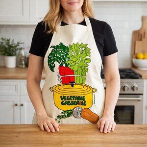 Vintage The Kitchen works Cotton Blend Vegetable Casserole Perla Meyers Apron
